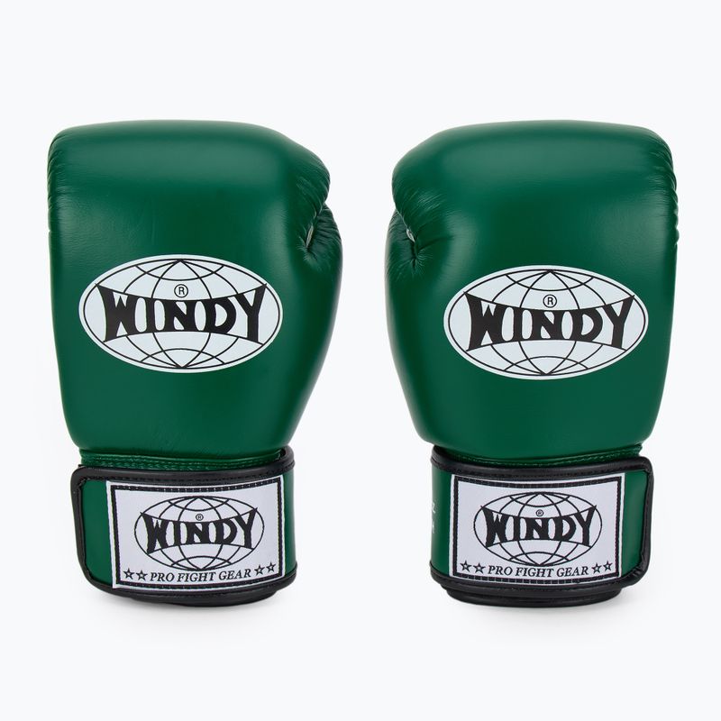 Rękawice bokserskie WINDY Classic Genuine Leather green 2