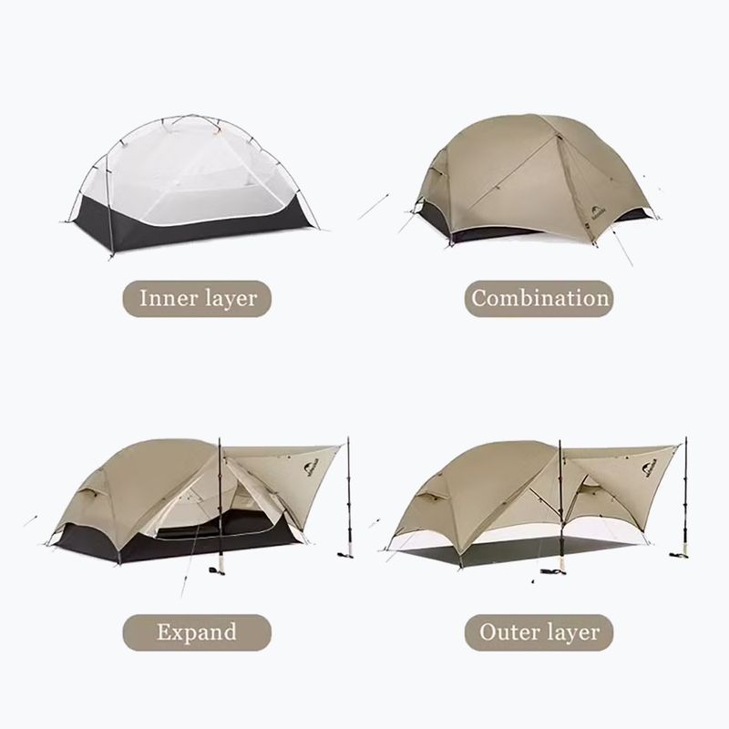 Namiot trekkingowy 1-osobowy Naturehike Mongar UL1 15D moon rock sand 2