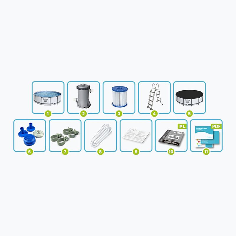 Basen stelażowy Bestway Steel Pro Max Pool Set 457 x 122 cm szary 8