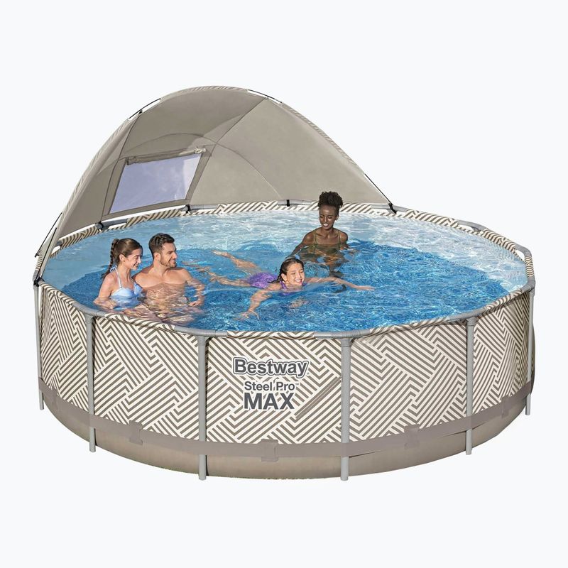 Basen stelażowy Bestway Steel Pro Max Pool Set 396 x 107 cm beżowy 4