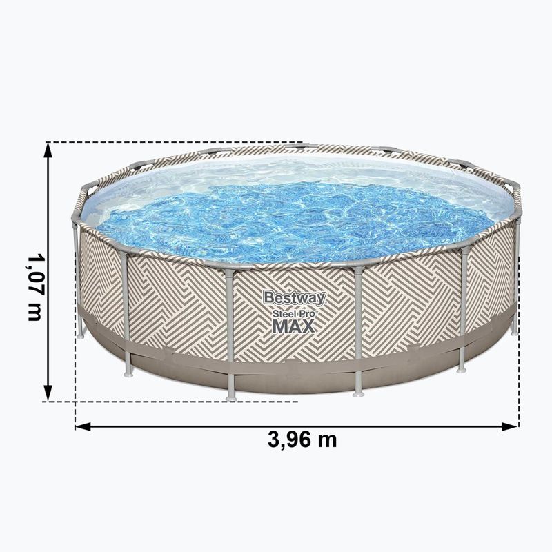 Basen stelażowy Bestway Steel Pro Max Pool Set 396 x 107 cm beżowy 7