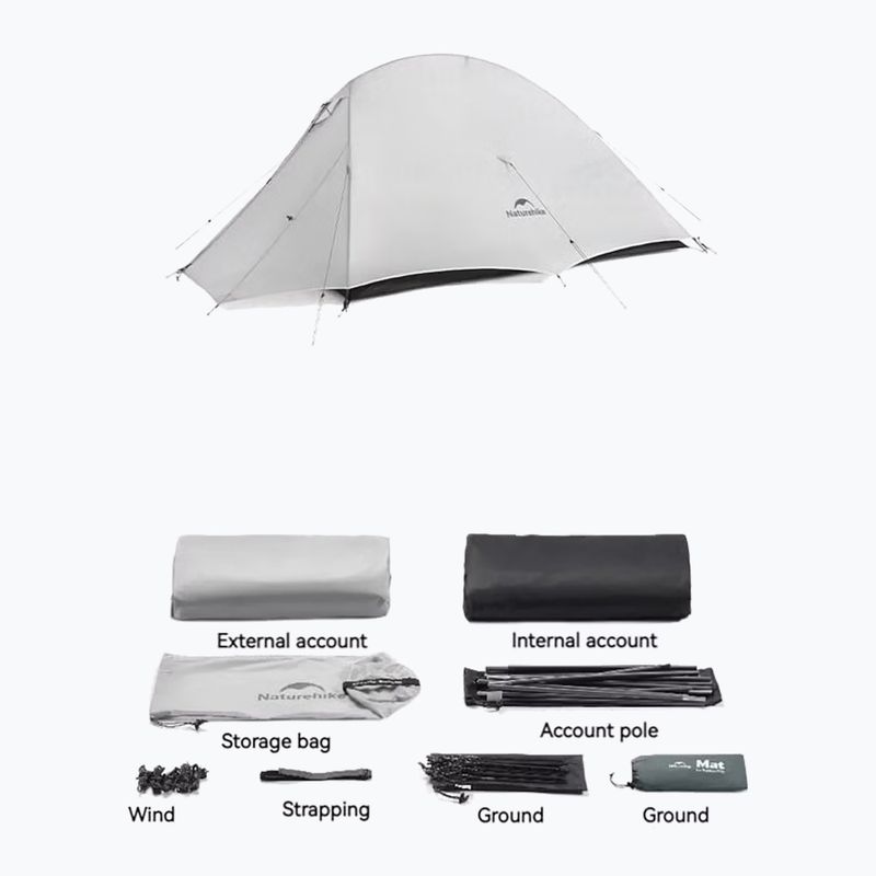 Namiot trekkingowy 1-osobowy Naturehike Cloud Up 1 UL 15D moon rock grey 2