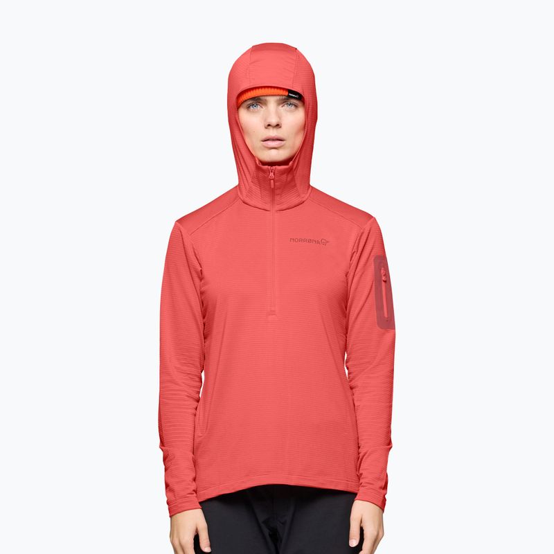 Bluza trekkingowa damska NORRONA Falketind Warm1 Hood deep sea coral/baked apple