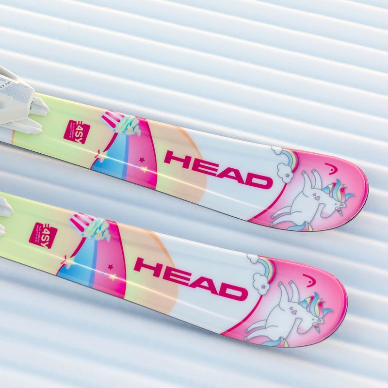 Narty zjazdowe dziecięce HEAD Unicorn Easy JRS + wiązania Jrs 4.5 GW CA white/pink 12
