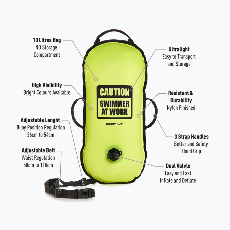 Bojka asekuracyjna BuddySwim Ultralight CSW 10 l yellow 2
