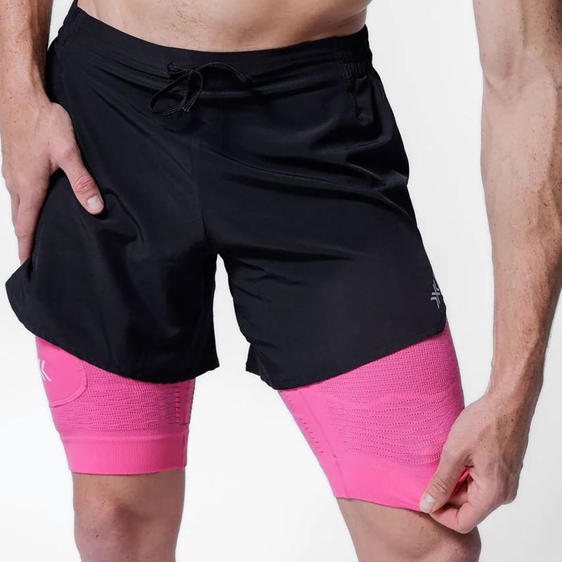 Spodenki do biegania męskie X-Bionic Efektor 2in1 x black/neo pink