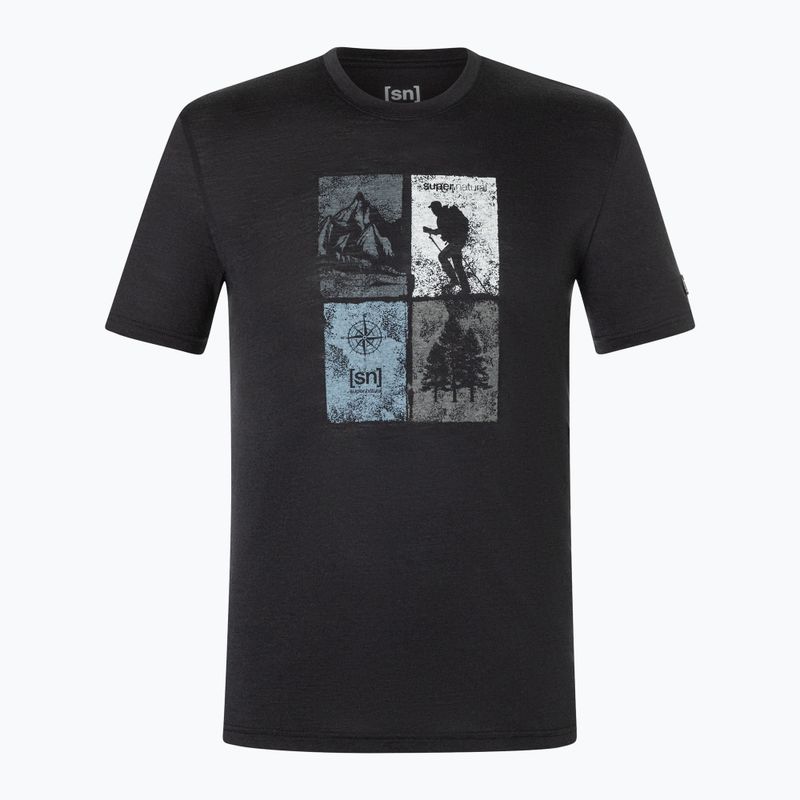 Koszulka męska super.natural Go Hiking Tee jet black/various 5