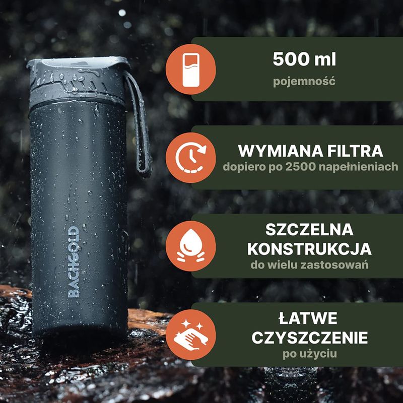 Butelka turystyczna z filtrem Bachgold Selfpress Waterfilter 500 ml czerwony 4