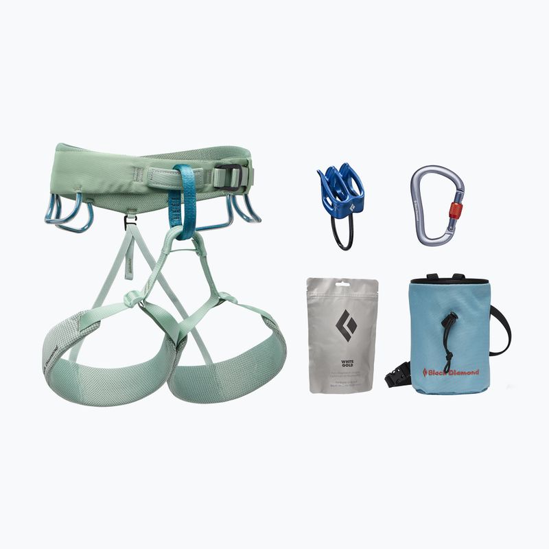 Zestaw wspinaczkowy z uprzężą damski Black Diamond Momentum Harness Package pastel green
