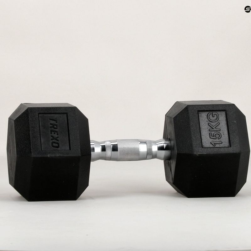 Hantel ogumowany XTREXO Hex 15 kg 10
