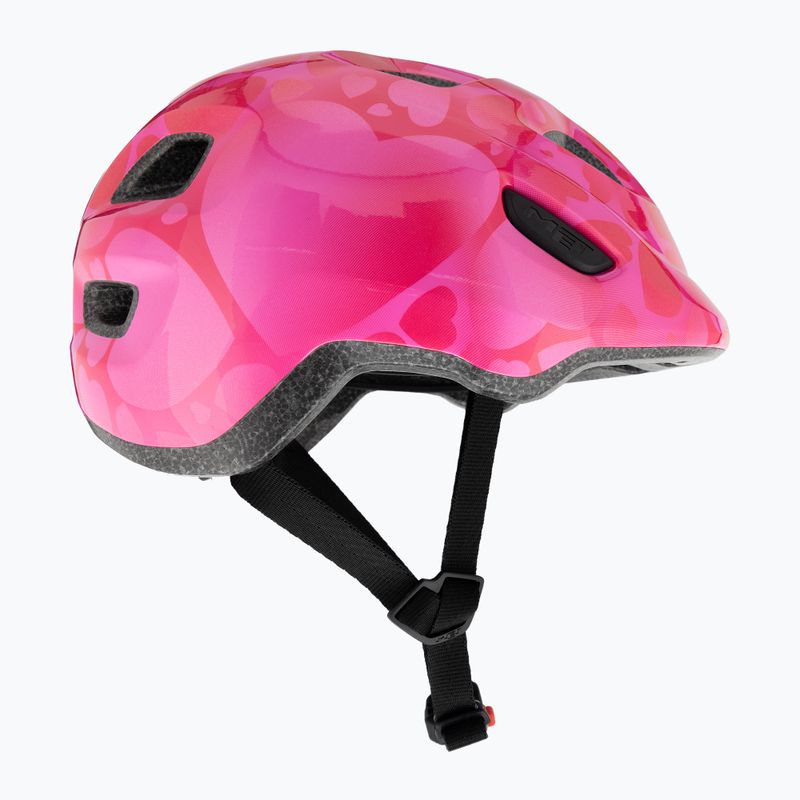 Kask rowerowy dziecięcy MET Hooray pink hearts glossy 4