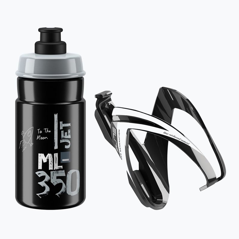 Zestaw rowerowy Elite CEO Kit Jet koszyk + bidon 350 ml black glossy/black/logo grey