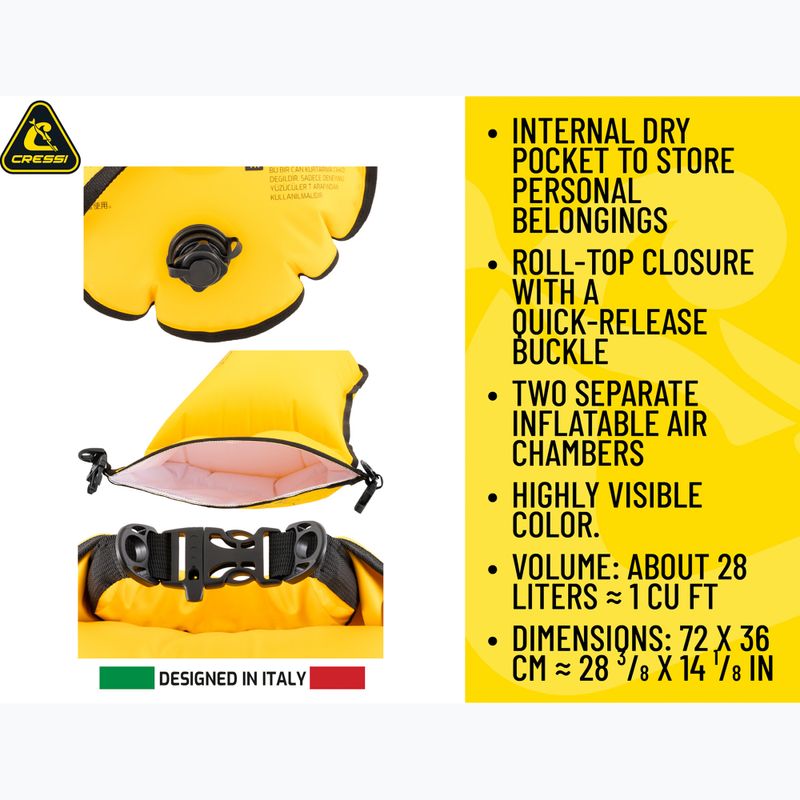 Bojka asekuracyjna Cressi Glide Pro yellow 13