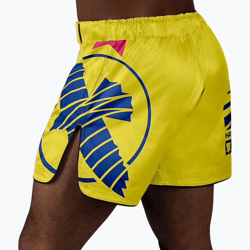 Spodenki treningowe męskie Hayabusa Icon Mid-Thigh MMA yellow/blue 3