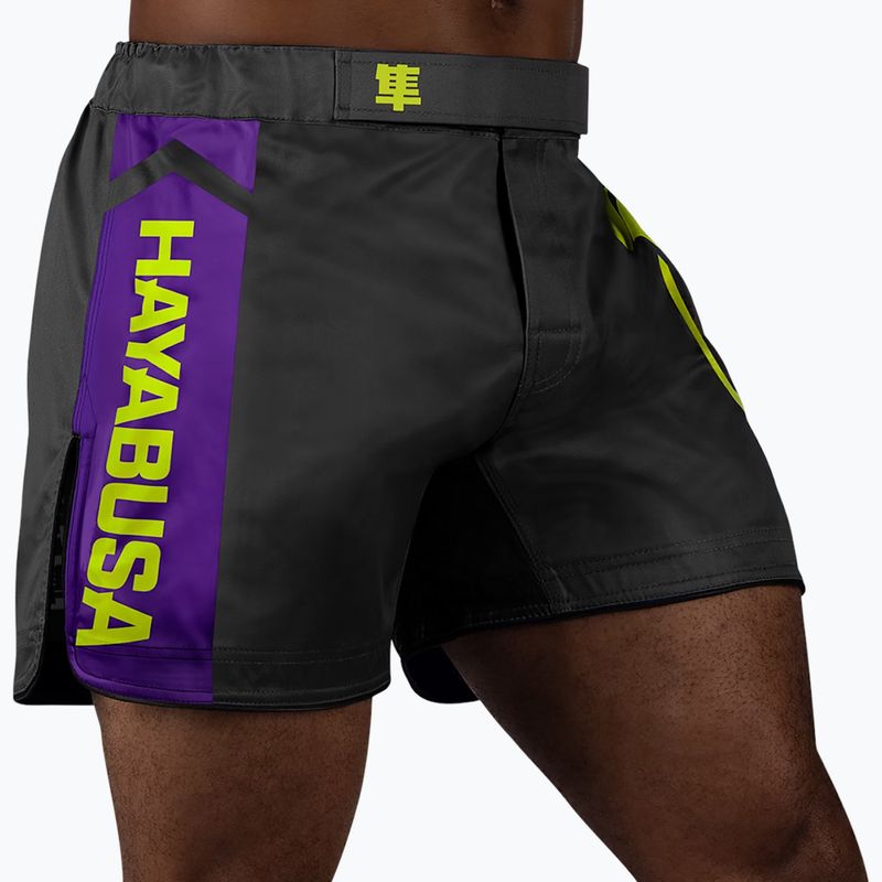 Spodenki treningowe męskie Hayabusa Icon Mid-Thigh MMA black/neon 2