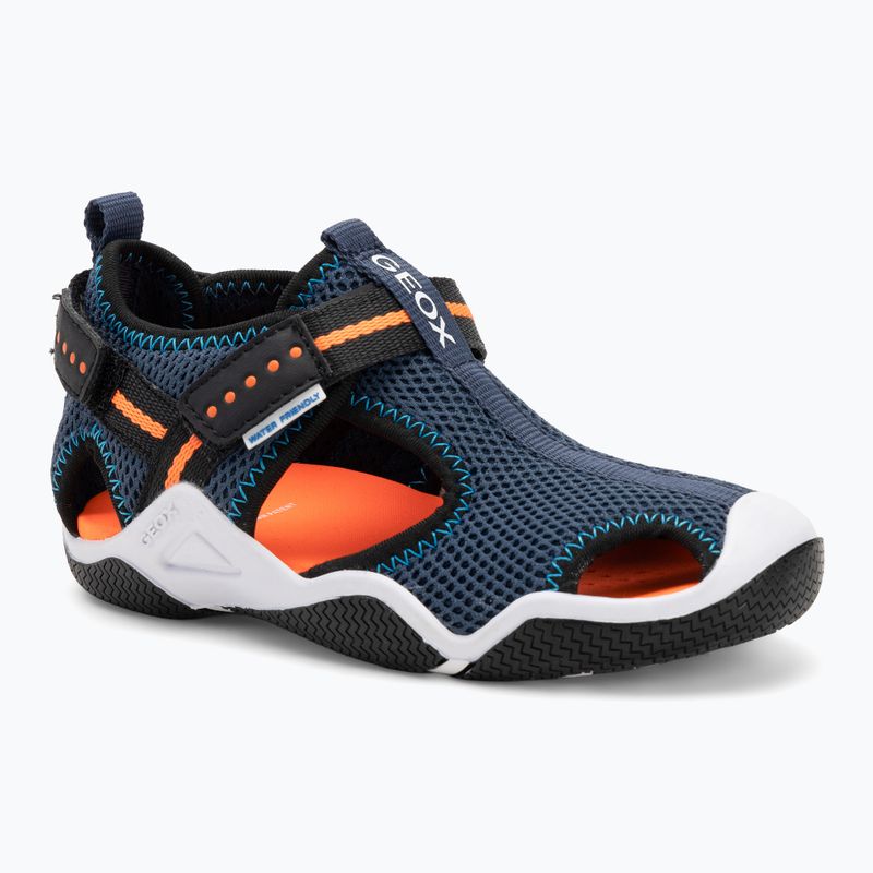 Sandały dziecięce Geox Wader navy/fluo orange