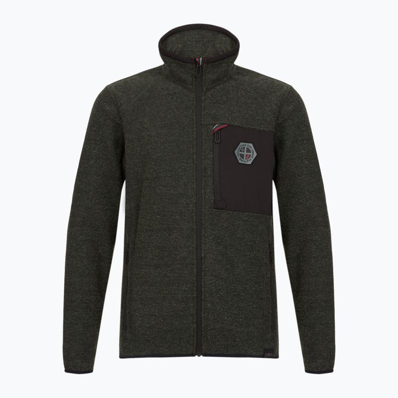 Bluza polarowa męska CMP 35H3907 Melange Knitted forest melange/nero/ferrari