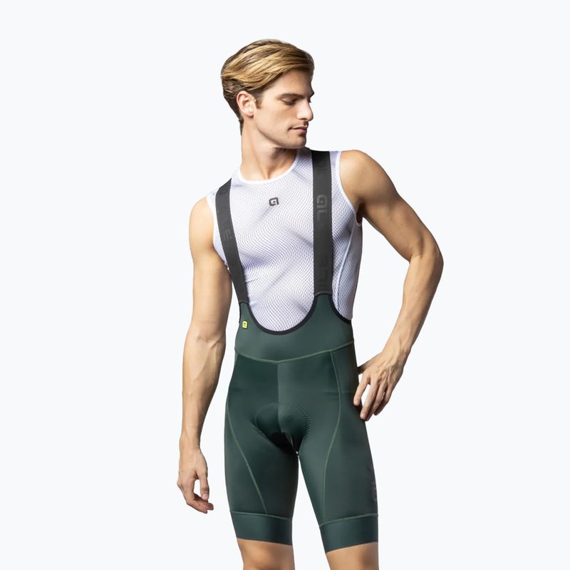 Spodenki rowerowe męskie Alé Magic Colour Bibshorts forest green