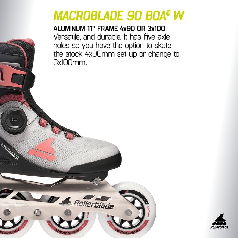 Rolki damskie Rollerblade Macroblade 90 Boa W grey/amethyst rose 9