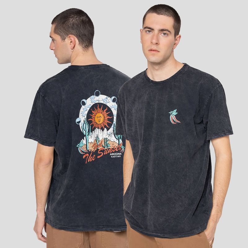 Koszulka męska Kaotiko Washed Sunset black 3