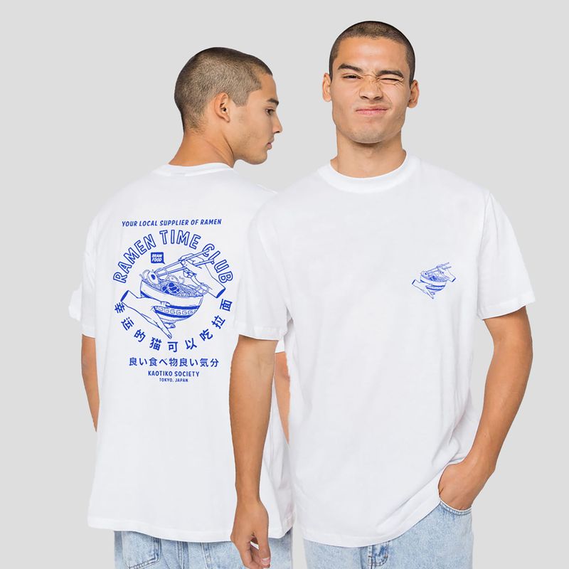 Koszulka męska Kaotiko Washed Suara Ramen white/blue 3