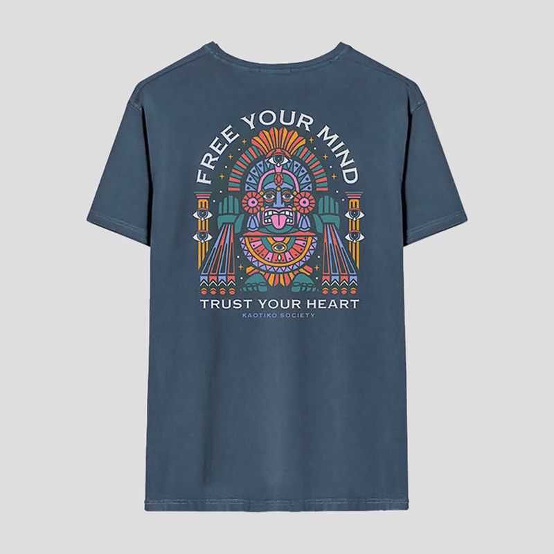 Koszulka męska Kaotiko Washed Free Your Mind navy 2