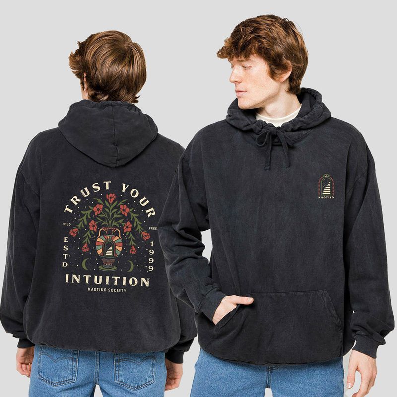 Bluza męska Kaotiko Washed Trust Your Intuition black 3