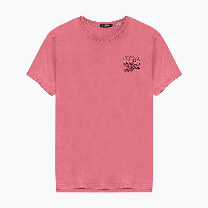 Koszulka męska Kaotiko Washed No Roles Flower pink flamingo