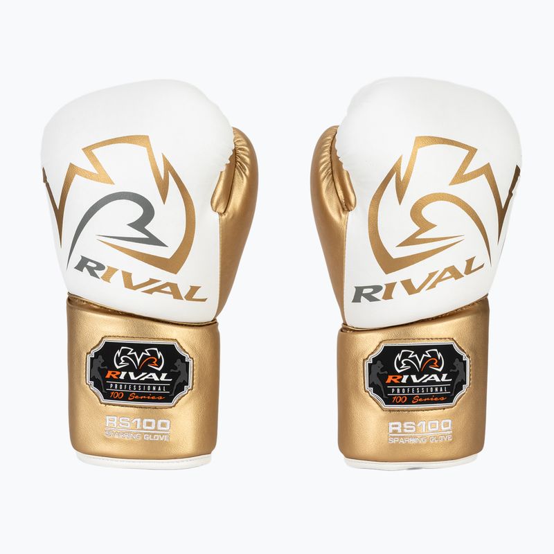 Rękawice bokserskie Rival RS100 Professional white/gold 2