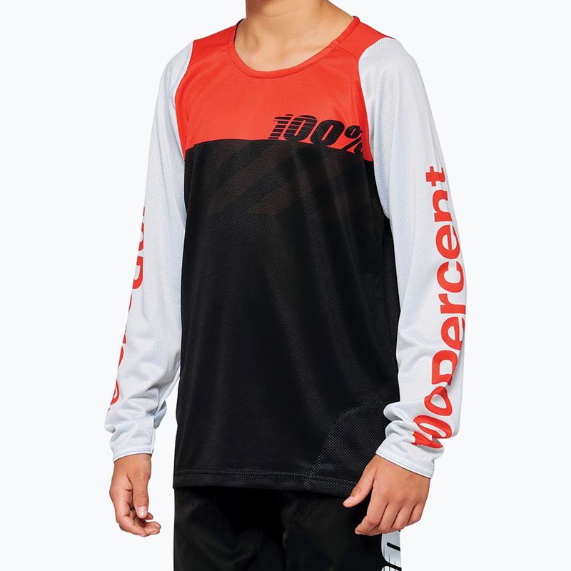 Longsleeve rowerowy dziecięcy 100% R-Core Youth black/racer red 6