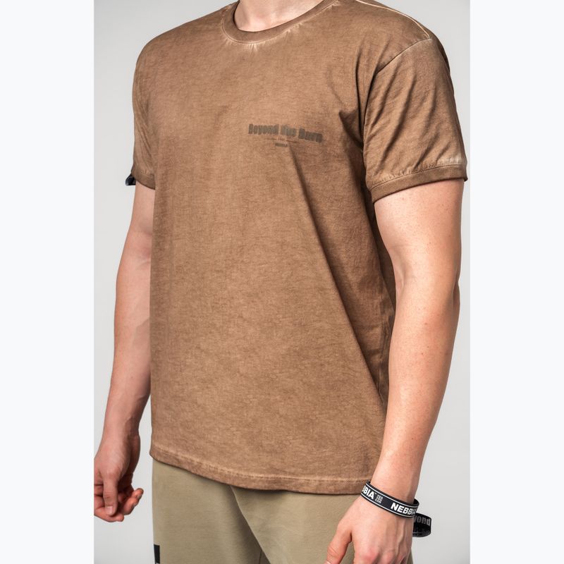 Koszulka treningowa męska NEBBIA Washed-Off Max Out light brown 4