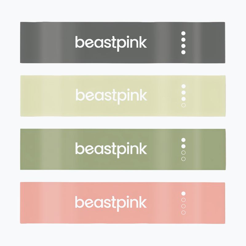 Zestaw gum oporowych GymBeam 4 sztuki black/olive/green/peach