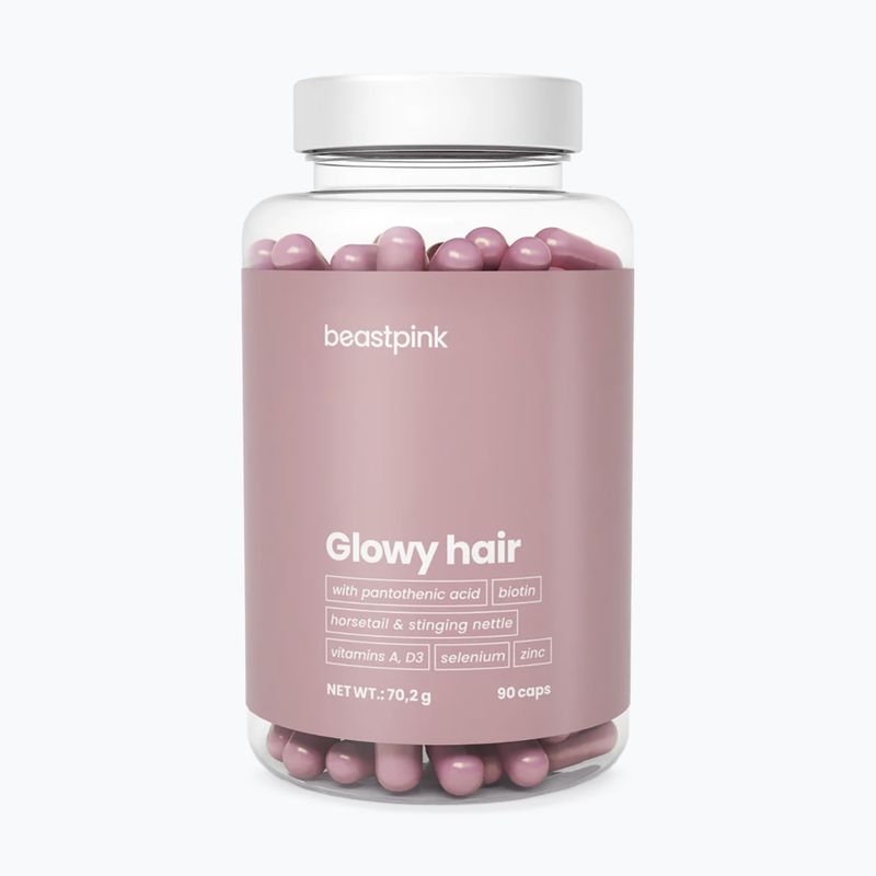 Suplement GymBeam Glowy Hair - BeastPink 90 kapsułek