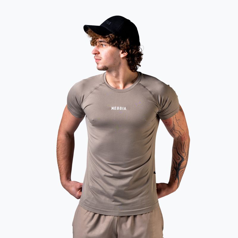 Koszulka treningowa męska NEBBIA Power light brown ash