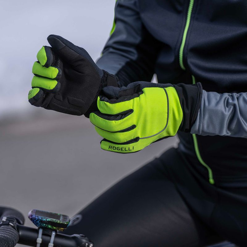 Rękawiczki rowerowe męskie Rogelli Essential Winter Waterproop fluor yellow 9