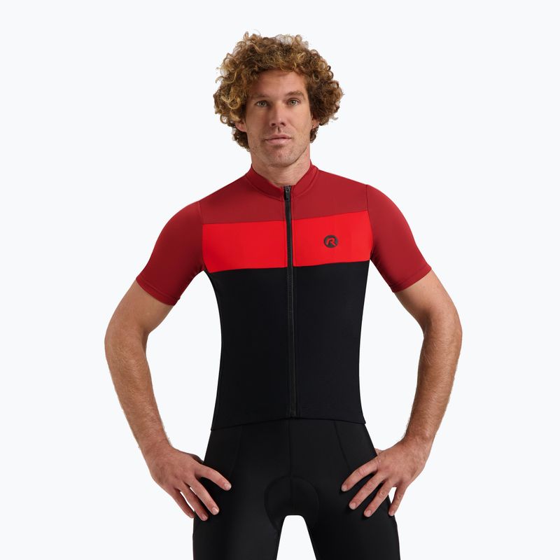 Koszulka rowerowa męska Rogelli Core Block black/bordeaux/red
