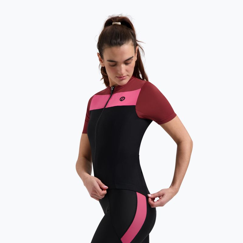 Koszulka rowerowa damska Rogelli Core Block W black/bordeaux/pink 3