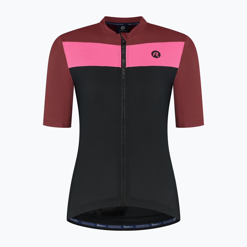 Koszulka rowerowa damska Rogelli Core Block W black/bordeaux/pink 7