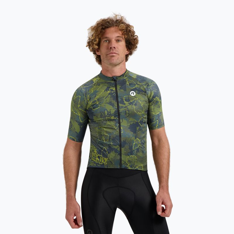 Koszulka rowerowa męska Rogelli Essential Graphic II green/blue/mustard