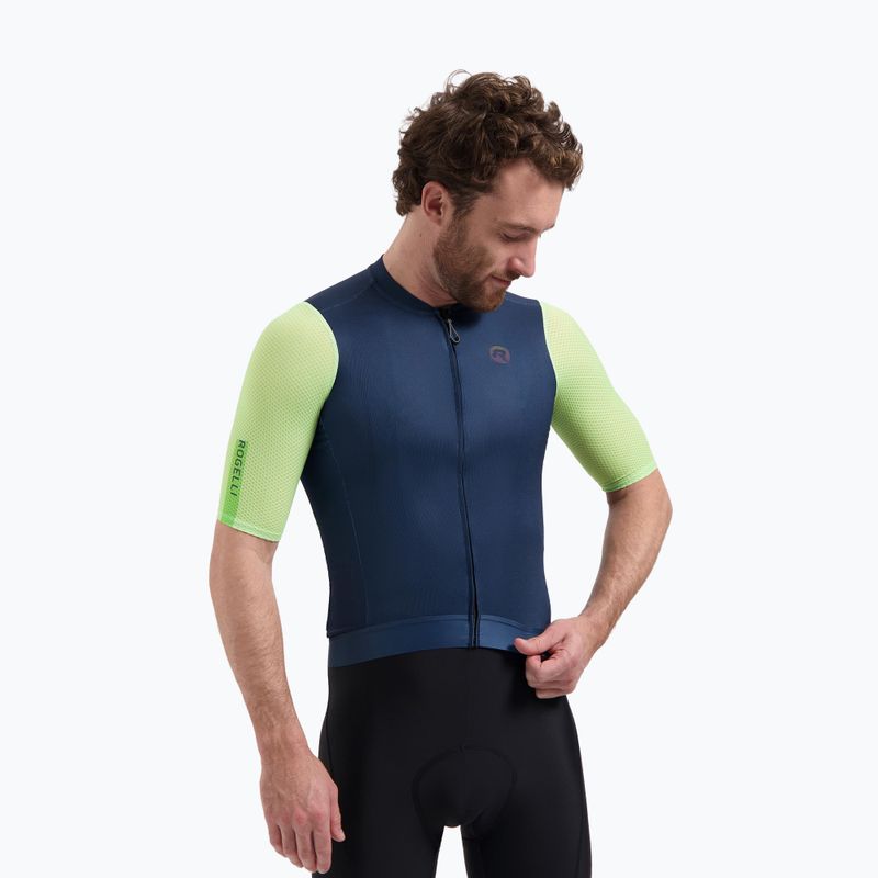 Koszulka rowerowa męska Rogelli Fast blue/lime
