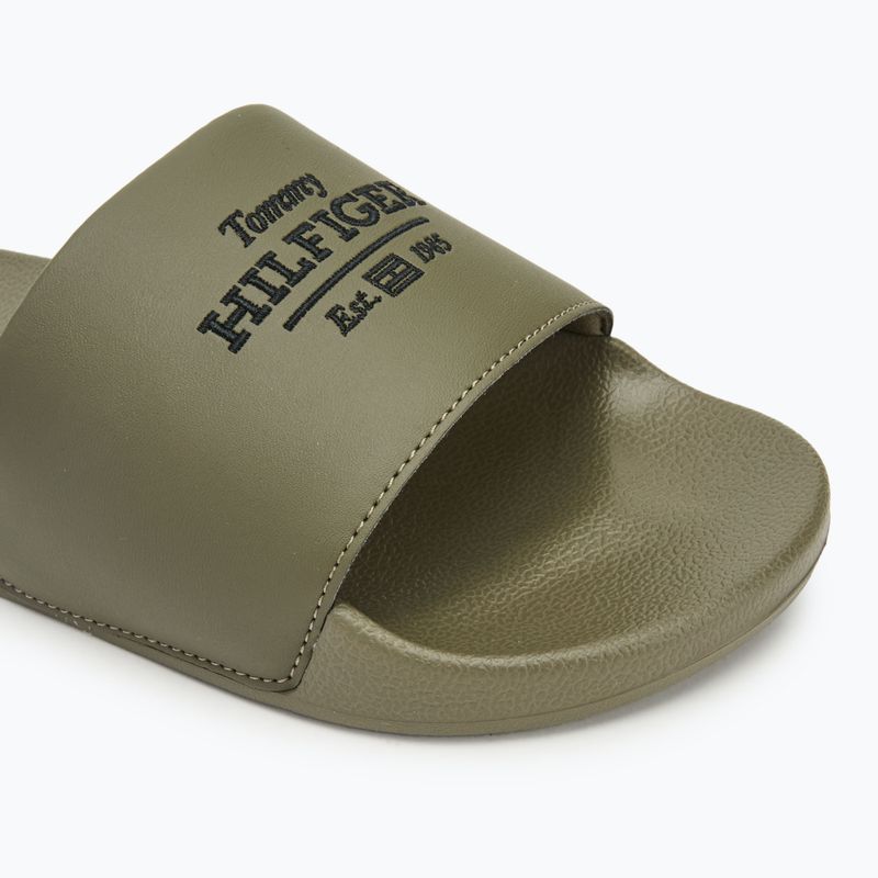 Klapki męskie Tommy Hilfiger Embroid 85 Pool Slide army green 7