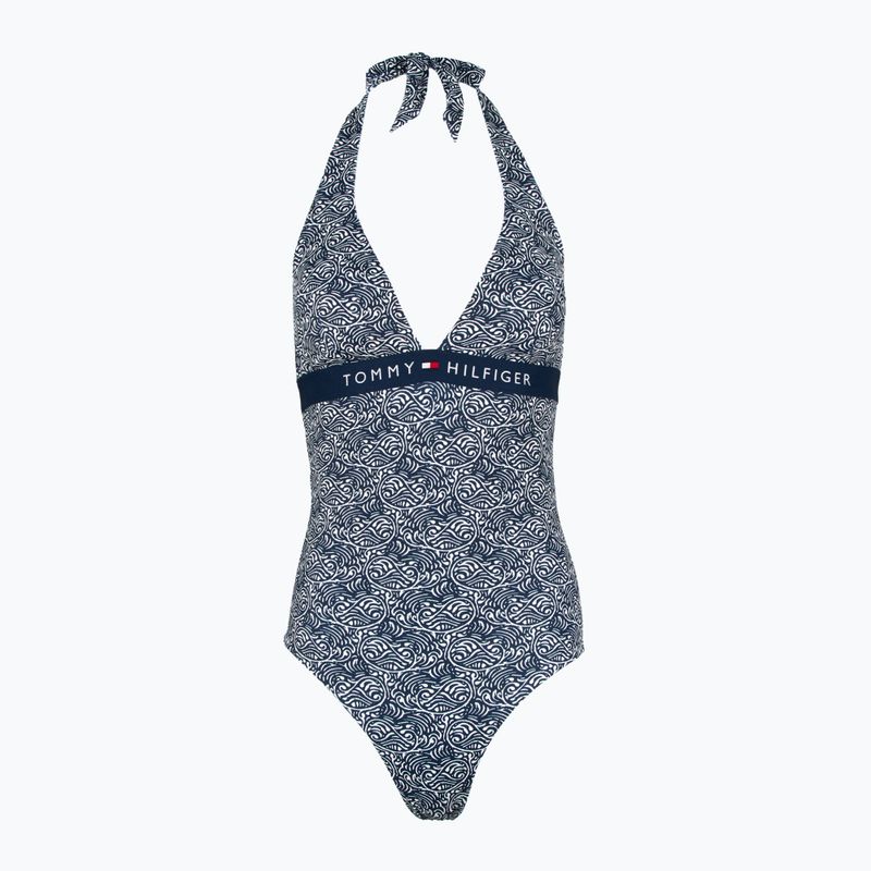 Strój kąpielowy jednoczęściowy damski Tommy Hilfiger Halter One Piece Rp Print illustrated wave dark night navy