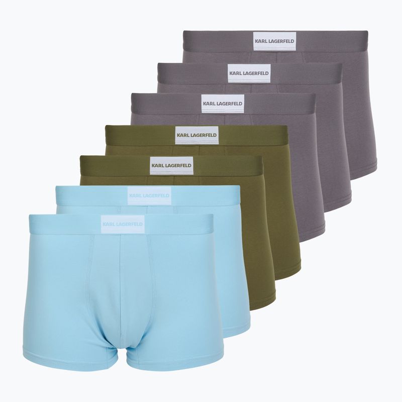 Bokserki męskie KARL LAGERFELD Essential Logo Trunk 7 par olive/clear sky/excalibur
