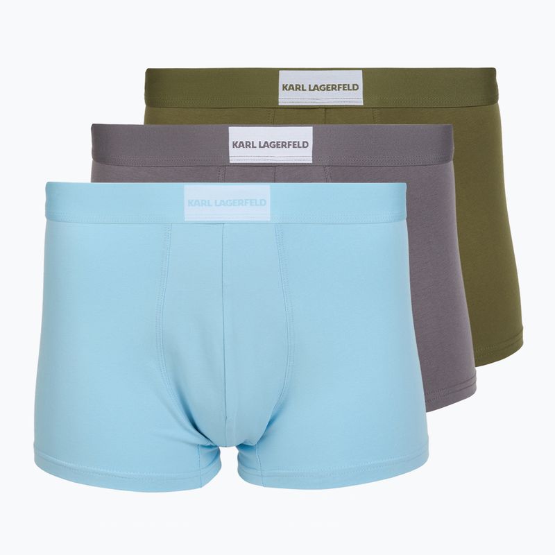 Bokserki męskie KARL LAGERFELD Essential Logo Trunk 3 pary olive/clear sky/excalibur