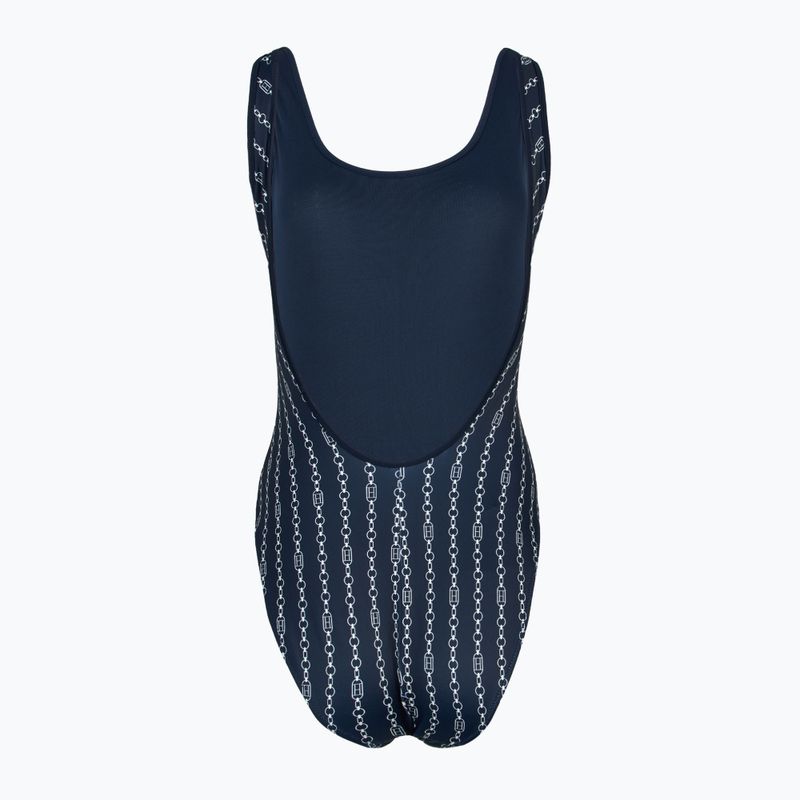 Strój kąpielowy jednoczęściowy damski Tommy Hilfiger One Piece Print (Ext) flag chain dark night navy 2