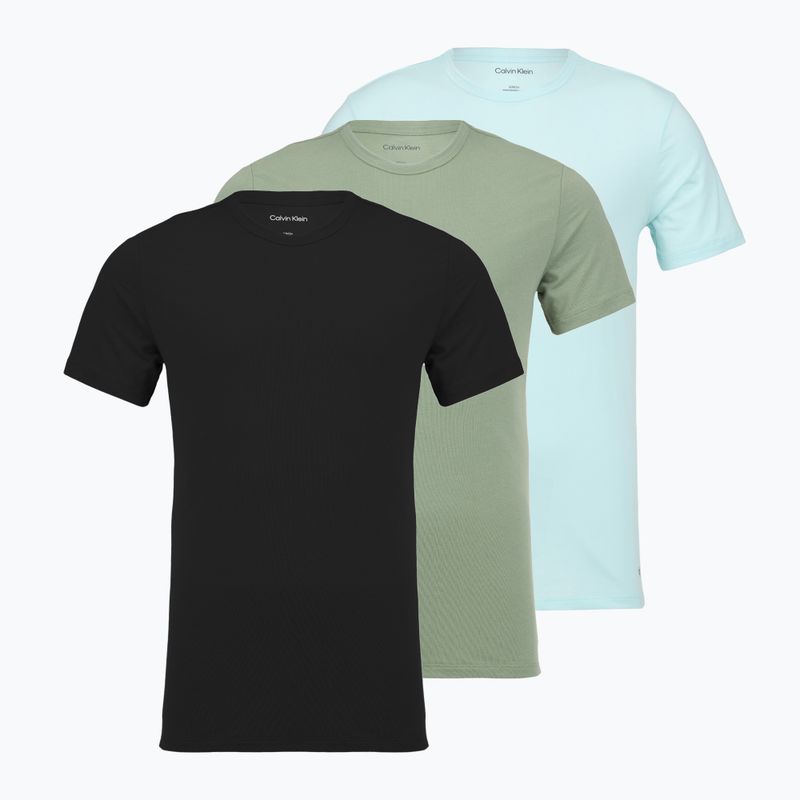 Koszulka męska Calvin Klein LV00NB4185 Crew Neck 3 szt. black w sea spray emb/sea spray w