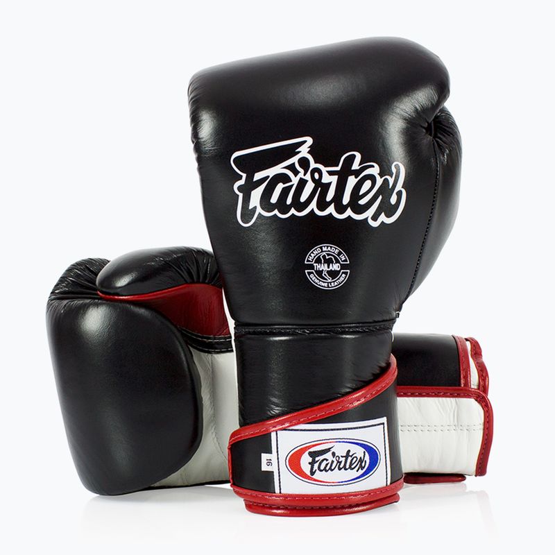 Rękawice bokserskie Fairtex Stylish Angular Sparring - Locked Thumb black/white/red 5