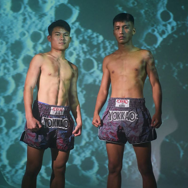 Spodenki treningowe męskie YOKKAO Lunar Muay Thai iridescent blue grey 12