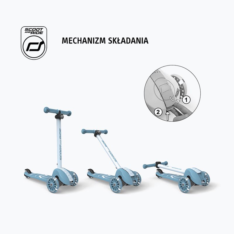 Hulajnoga trójkołowa dziecięca Scoot & Ride Highwaykick 3S 2w1 LED steel 4