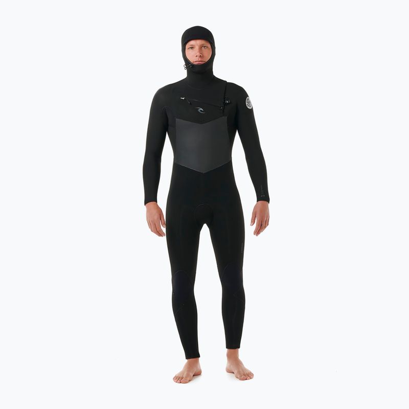 Pianka do pływania męska Rip Curl Dawn Patrol Hooded 6/4 mm Chest Zip black